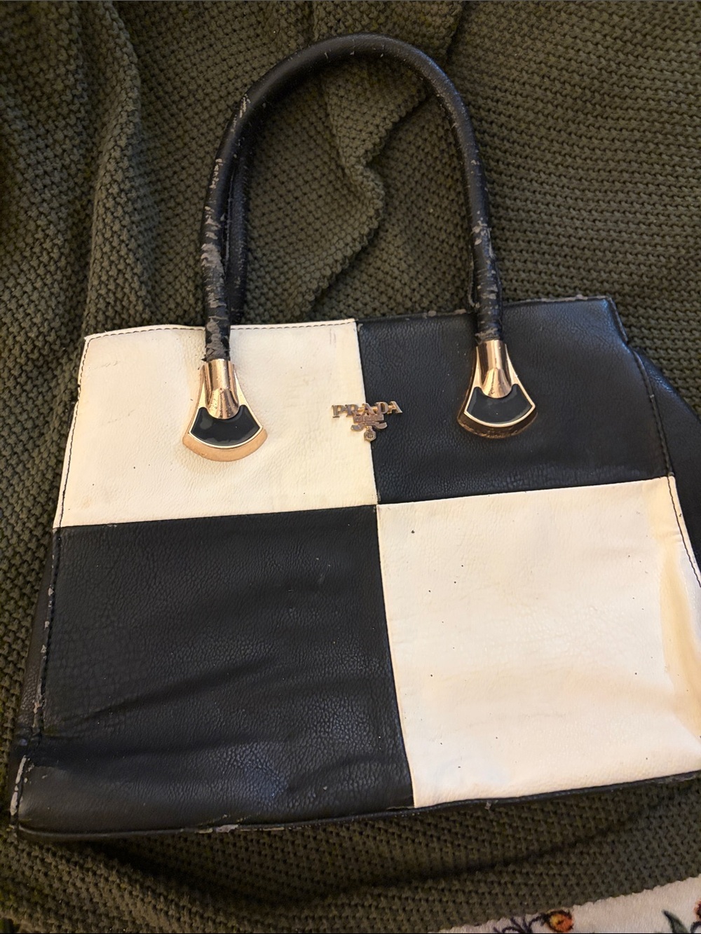 Black and White Checker Satchel